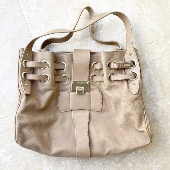 Jimmy Choo Tan Leather Tote Handbag - Picture 3 of 16